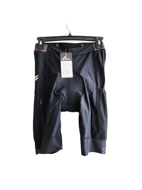 Sportneer Mens Black Cycling Cargo Shorts With Padded Liner Size Small Nylon & E